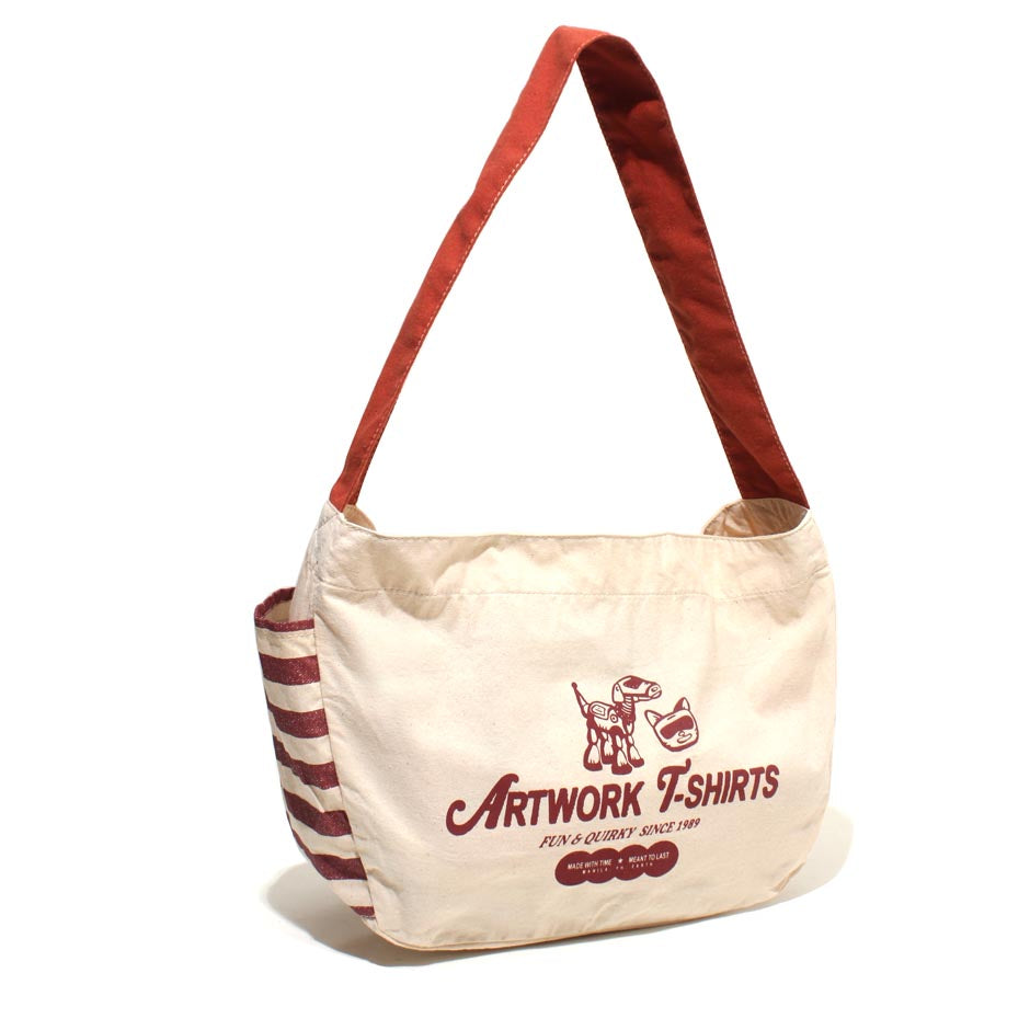 AW Robot Dog Maroon (Wide Messenger Bag)