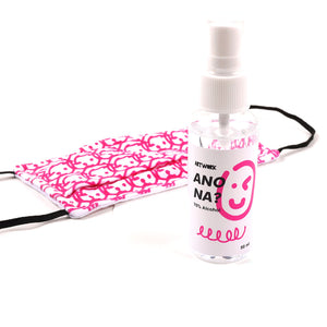 Smile Graffiti Face Mask and Alcohol Set - Pink