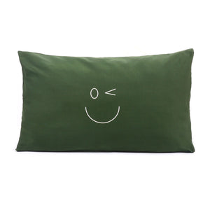 Smiley Wink Face Green 2 Pc. Bed Pillowcase