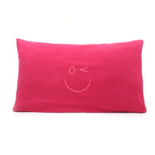 Load image into Gallery viewer, Smiley Wink Face Fuchsia 2 Pc. Bed Pillowcase
